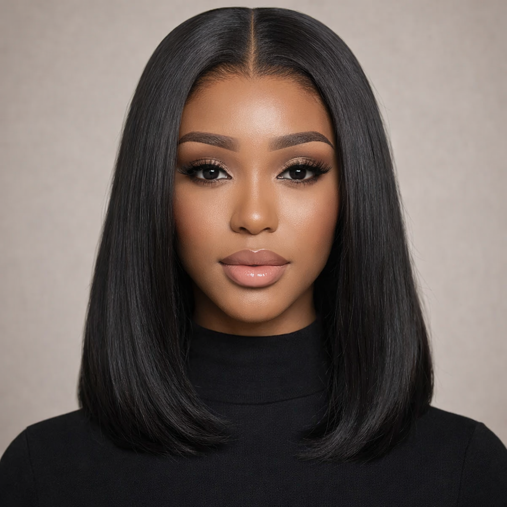 Short Straight Bob Human Hair Wig With HD Lace