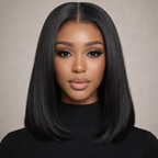 Short Straight Bob Human Hair Wig With HD Lace