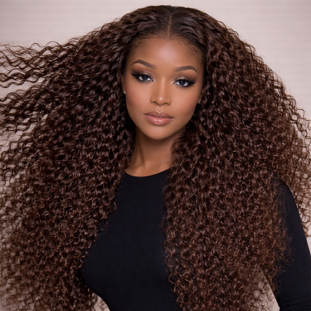 Chocolate Brown Deep Wave Human Hair Lace Wig