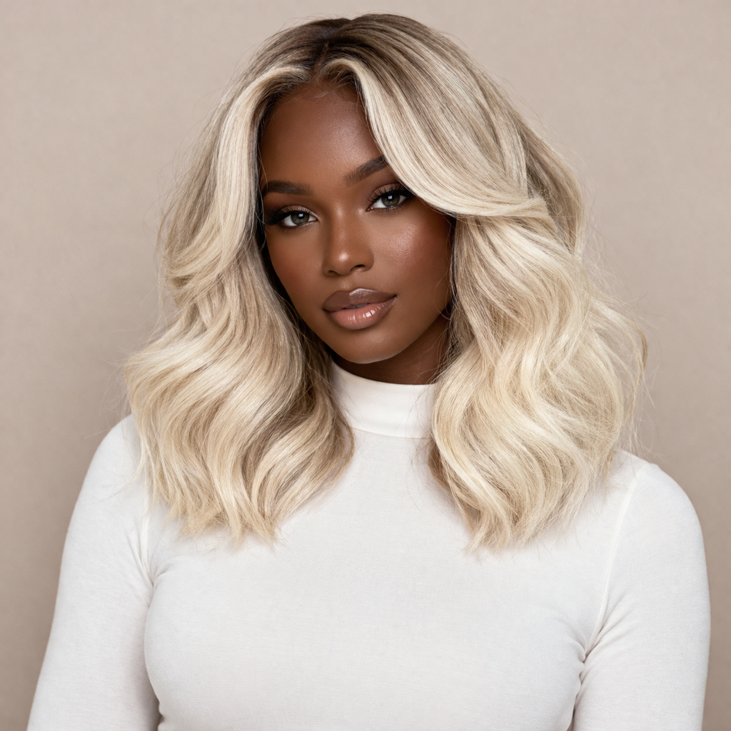 Short Platinum Blonde Human Hair Bob Body Wave Wig