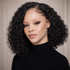 Short Curly Human Hair Lace Front Bob Wig