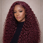 Burgundy Deep Wave HD Lace Front Human Hair Wig