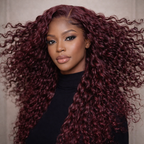Burgundy Deep Wave HD Lace Front Human Hair Wig