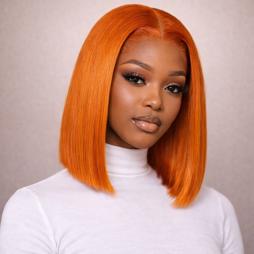 Straight Human Hair Bob Wig With HD Lace
