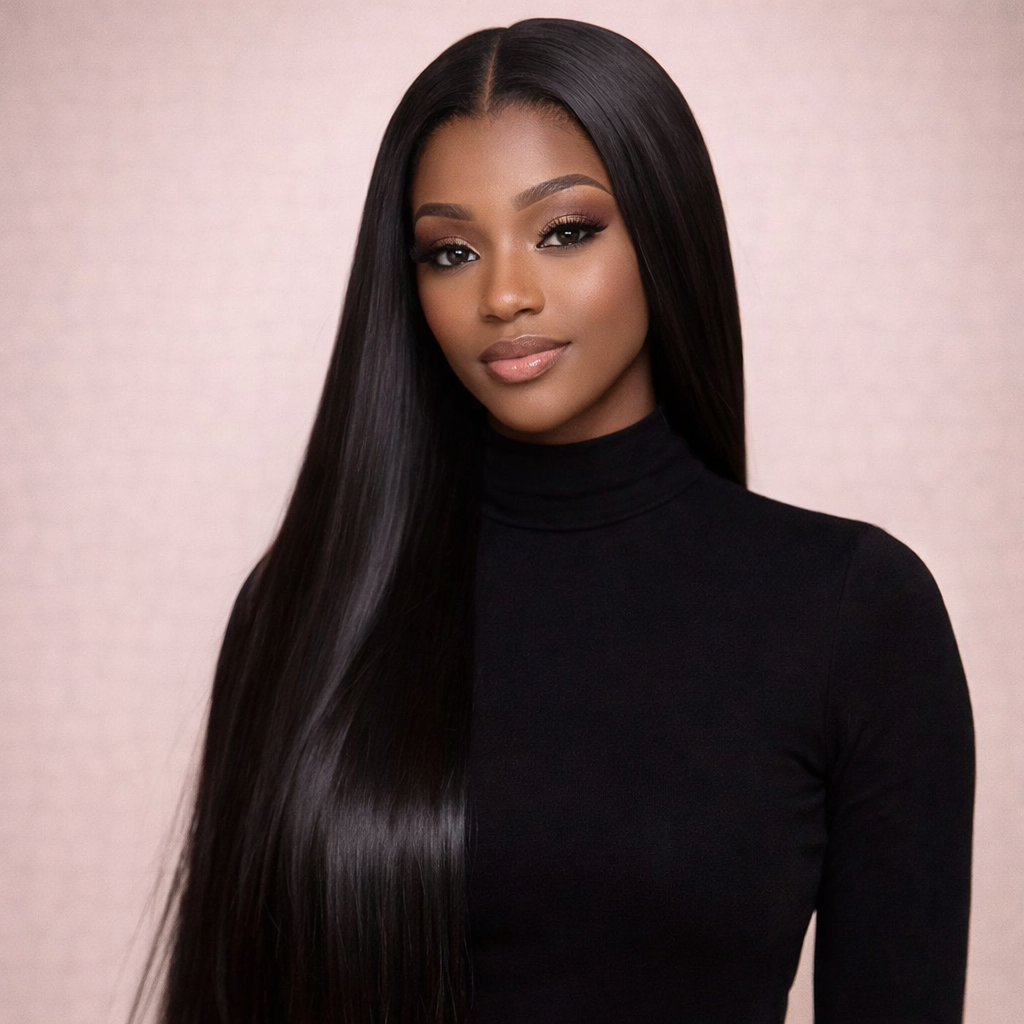 Straight Human Hair Lace Wig With HD Middle Part
