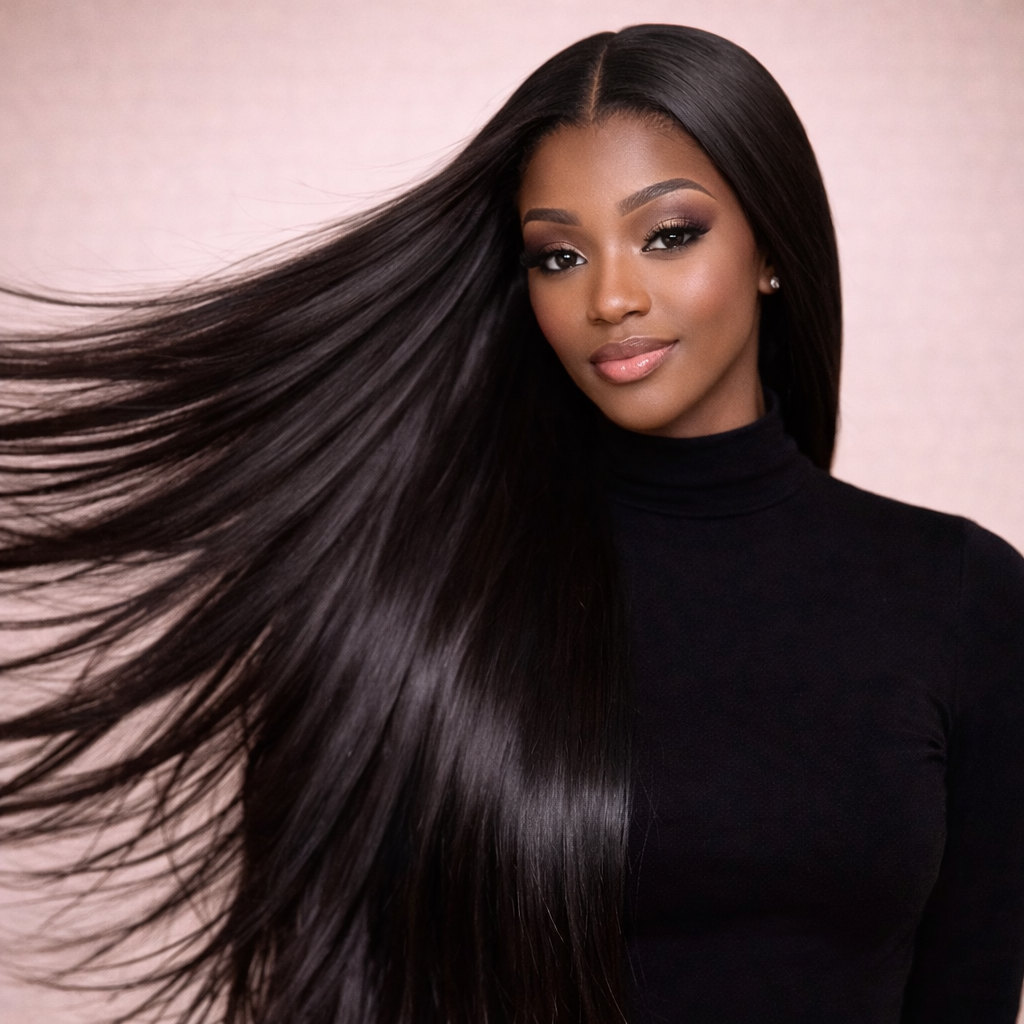 Straight Human Hair Lace Wig With HD Middle Part