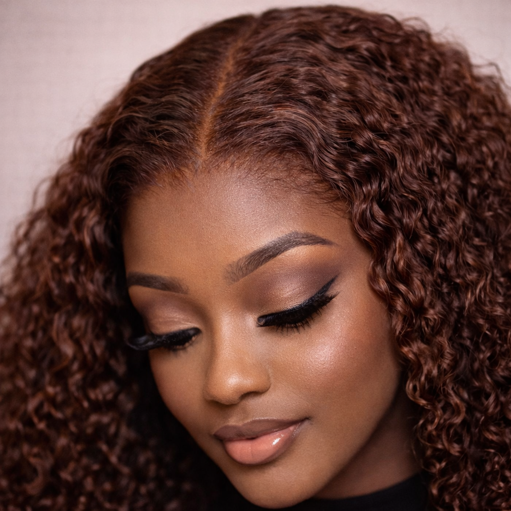 Auburn Curly Bob Human Hair Wig With HD Lace