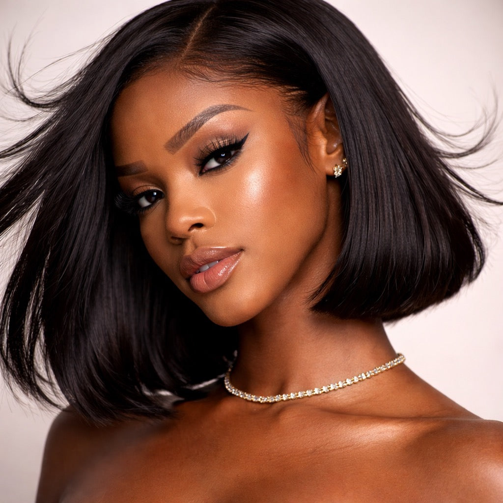 Straight Human Hair Lace Front Bob Wig